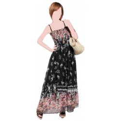 فستان نسائي ‫(شيفون ، طويل ، أسود)