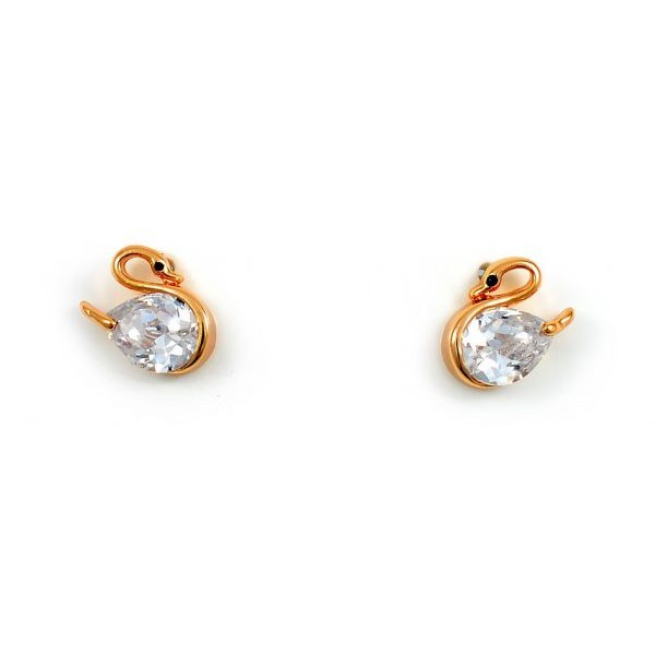 Swarovski Elements Women's 18K Rose Gold Plated Swan Shaped Earrings [SWR-023]