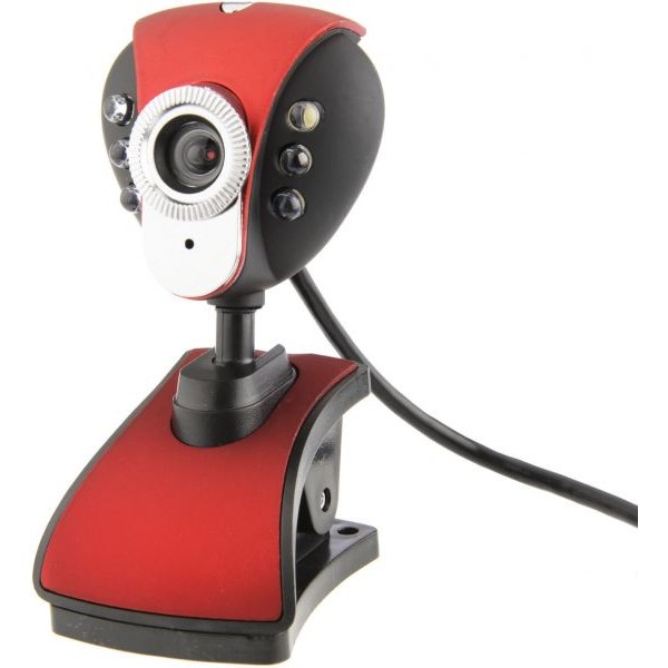 Red USB 2.0 6 Led Camera Web Cam w/ Mic Night Vision for Desktop PC Laptop Skype