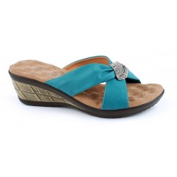  سليبر بكعب متوسط للنساء, مقاس 40 - أزرق