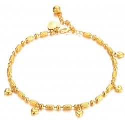 خلخال مطلي ذهب بناتي نسائي مع تعليقات