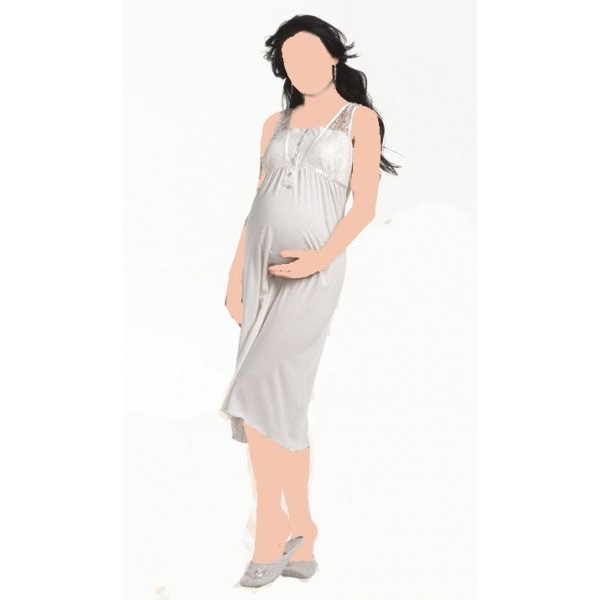 لباس نوم تركي أبيض مريح للحامل والمرضع مقاس سمول