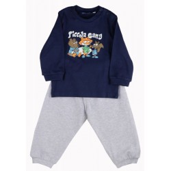 طقم ولادي تيشرت ازرق داكن و بنطلون رصاصي