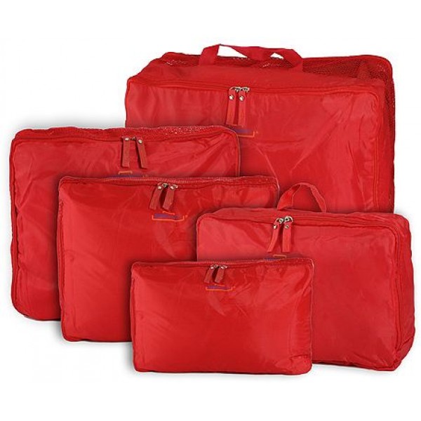 5-piece Travel Bag Organizer Set - Red