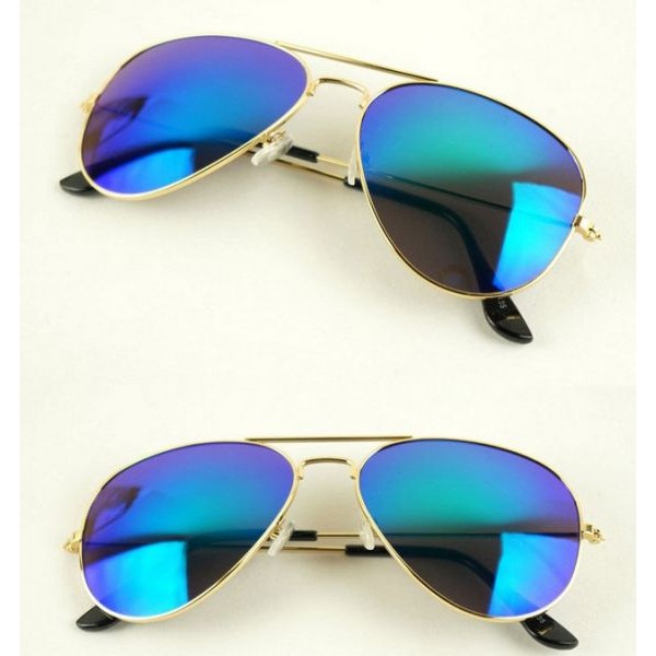 نظارات شمسية للجنسين لون ذهبي وازرق‫(3025)
