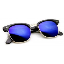 نظارات شمسية للجنسين لون ذهبي وازرق‫