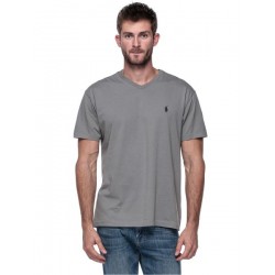 تي شيرت بكم قصير رجالي من رالف لورين, مقاس L- رمادي غامق