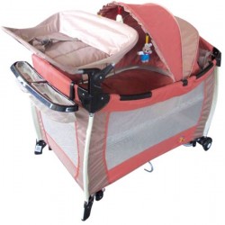 سرير أطفال للعب والنوم مناسب للسفر من بيبي لوف - وردي , KGS-220