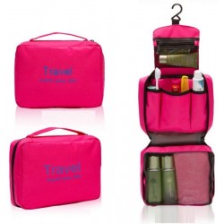 حقيبة عملية جدا ومنظمة لأدوات التجميل والإستحمام وغيرهم أثناء السفر لون وردي