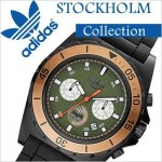 ساعة أديداس رجالي Adidas Men's Stockholm ADH2887 Black Rubber Quartz Watch with Green Dial