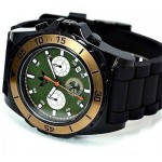 ساعة أديداس رجالي Adidas Men's Stockholm ADH2887 Black Rubber Quartz Watch with Green Dial