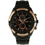 Curren Black Golden Steel Wrist Watch WV008 For Men ‫(Analog, Casual Watch)