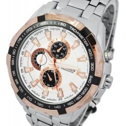 CURREN White Color Stainless Analog Accurate Time Gift Men Quartz Wrist Boy Watch