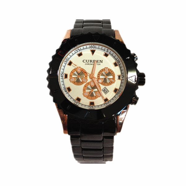 ‫(Black) CURREN Man Watch Round Dial Metal Band Watch with Water Resistance and Stainless steel 8004