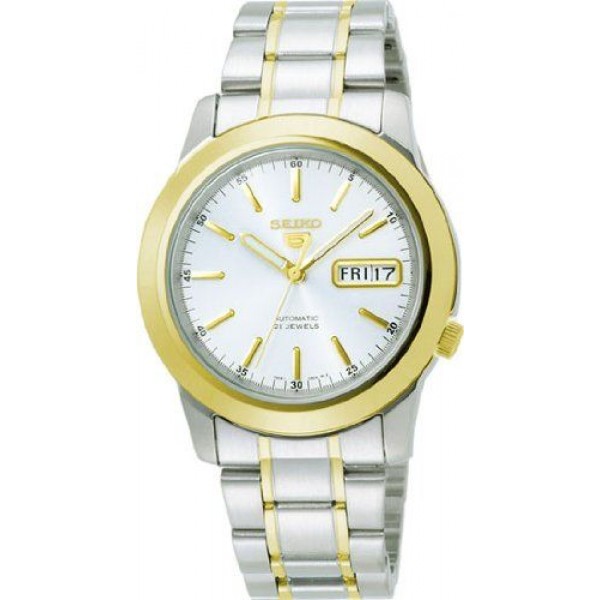 Seiko SNKE54 Mens Watch Two Tone Seiko 5 Automatic Silver Dial