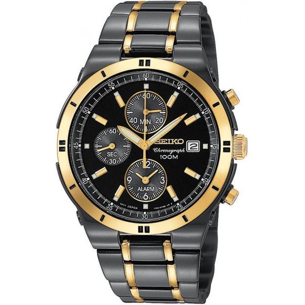 Seiko SNAA30 Black IP Two-Tone Chronograph Stainless Men's Watch