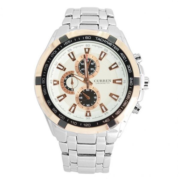 White Color Stainless Analog Accurate Time Gift Men Quartz Wrist Boy Watch-CURREN