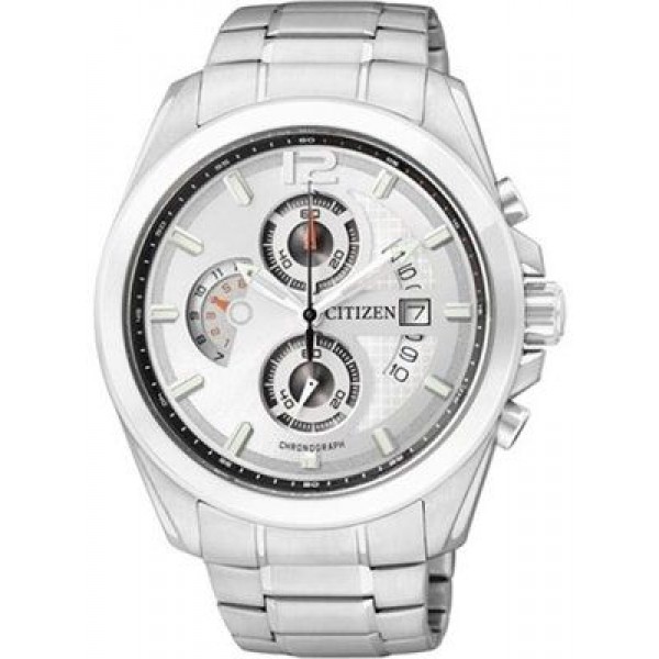 ساعة سيتيزن Citizen Men's Chronograph AN3420-51A Silver Stainless-Steel Quartz Watch with Silver Dial