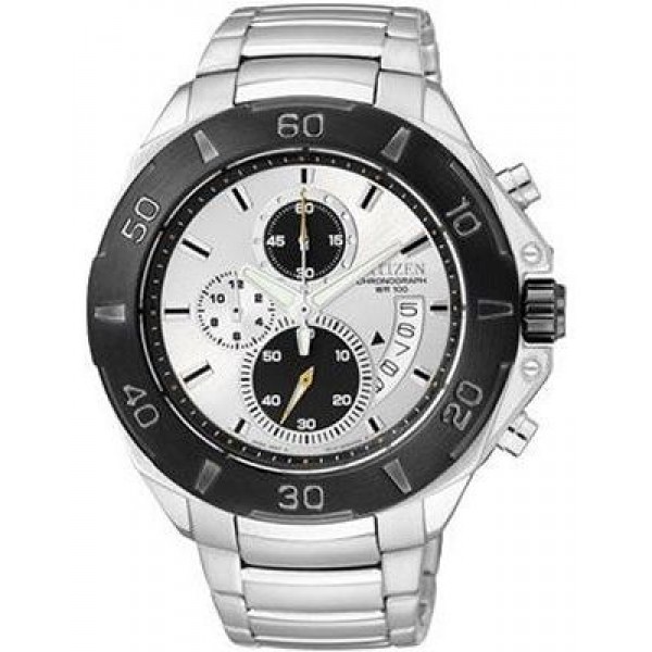 ساعة سيتيزن أنيقة Citizen Men's Quartz Chronograph AN3401-55A Silver Stainless-Steel Quartz Watch with Silver Dial