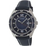 ساعة سيتيزن أنيقة للرجال Citizen Men's Classic BK2520-02L Blue Cloth Quartz Watch with Blue Dial