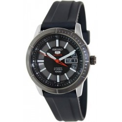 ساعة سيكو رجالي اوتوماتيك دائرية شريط مطاطي أسود Seiko Men's 5 Automatic Watch SRP341K2