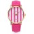 Geneva Leather Watch With Golden Stripped Dial Pink