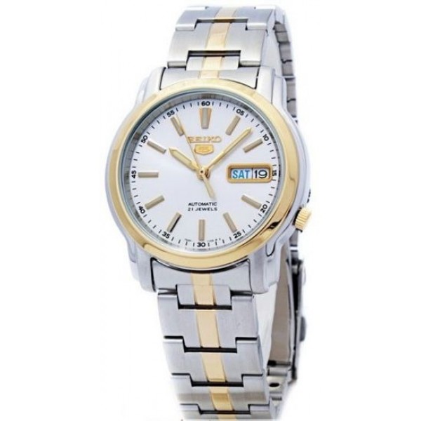 Men's Seiko 5 Automatic White Dial two tone Stainless Steel Watch SNKL84