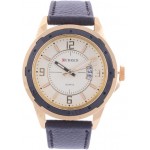 Curren Men's Ivory Dial Leather Band Watch [8124WBRG