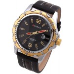 Round Steel Case Analog Leather strap watch Hardlex wristwatches Men quartz watches
