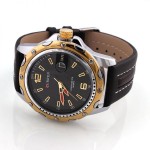 Round Steel Case Analog Leather strap watch Hardlex wristwatches Men quartz watches