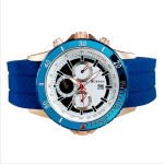 Curren Men's White Dial Blue Rubber Band Watch 