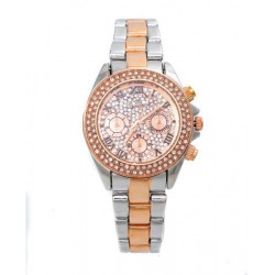 Charisma C5392 Ladies Rose Gold Tone Crystal Encrusted Dial Two Tone Metal Band Watch