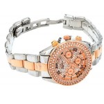 Charisma C5392 Ladies Rose Gold Tone Crystal Encrusted Dial Two Tone Metal Band Watch