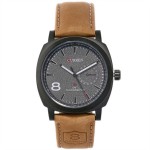 SET OF 3 PCS Curren Men's Black Dial Leather Band Watch
