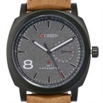 SET OF 3 PCS Curren Men's Black Dial Leather Band Watch