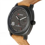 SET OF 3 PCS Curren Men's Black Dial Leather Band Watch