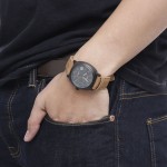 SET OF 3 PCS Curren Men's Black Dial Leather Band Watch