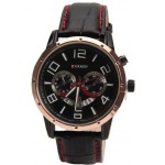 Curren Men's Black Dial Leather Band Watch 8140-black & gold