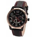 Curren Men's Black Dial Leather Band Watch 8140-black & gold