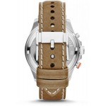 ساعة فوسيل ويكفيلد بيضاء للرجال بسوار من الجلد كرونوغراف - CH2951