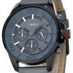 Curren Grey Dial Grey Case Leather Band Watch