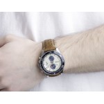 ساعة فوسيل ويكفيلد بيضاء للرجال بسوار من الجلد كرونوغراف - CH2951